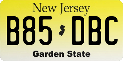 NJ license plate B85DBC