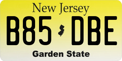 NJ license plate B85DBE
