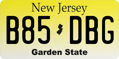NJ license plate B85DBG