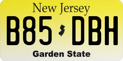 NJ license plate B85DBH
