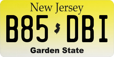 NJ license plate B85DBI