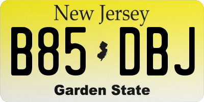 NJ license plate B85DBJ