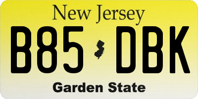 NJ license plate B85DBK