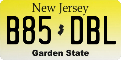 NJ license plate B85DBL