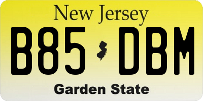 NJ license plate B85DBM
