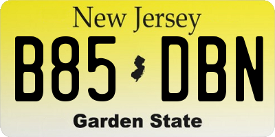 NJ license plate B85DBN