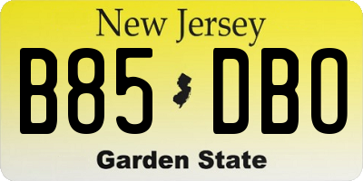 NJ license plate B85DBO