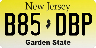 NJ license plate B85DBP