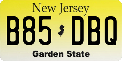 NJ license plate B85DBQ