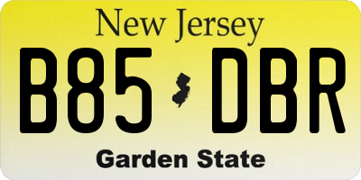 NJ license plate B85DBR