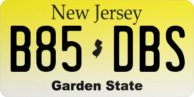 NJ license plate B85DBS
