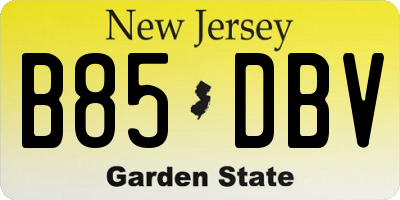 NJ license plate B85DBV