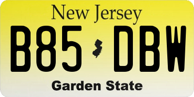 NJ license plate B85DBW