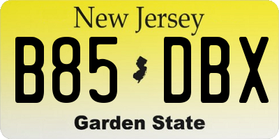 NJ license plate B85DBX