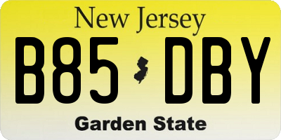 NJ license plate B85DBY
