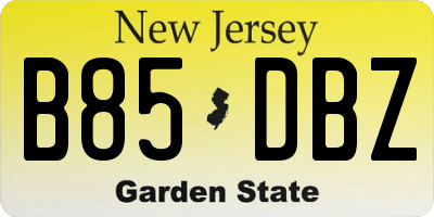 NJ license plate B85DBZ