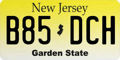 NJ license plate B85DCH