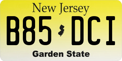 NJ license plate B85DCI