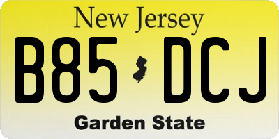 NJ license plate B85DCJ