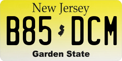 NJ license plate B85DCM