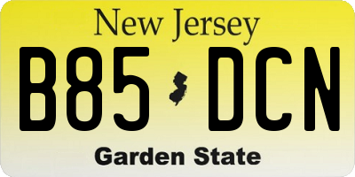 NJ license plate B85DCN