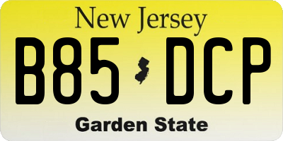 NJ license plate B85DCP