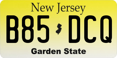 NJ license plate B85DCQ