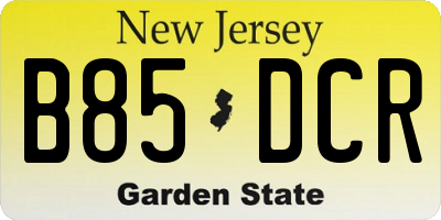 NJ license plate B85DCR