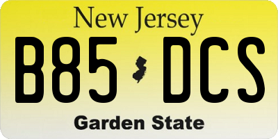 NJ license plate B85DCS