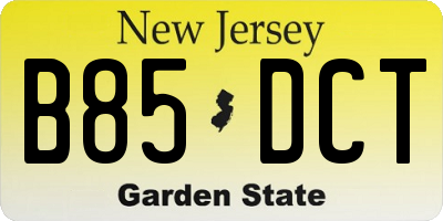 NJ license plate B85DCT