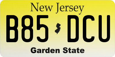NJ license plate B85DCU