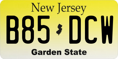 NJ license plate B85DCW
