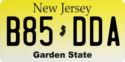 NJ license plate B85DDA