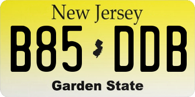 NJ license plate B85DDB