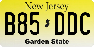 NJ license plate B85DDC