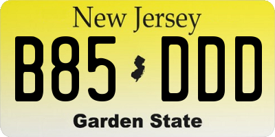 NJ license plate B85DDD