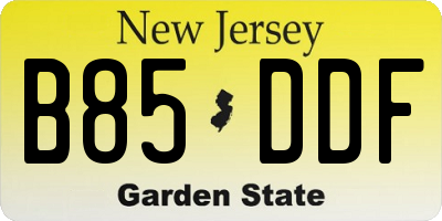NJ license plate B85DDF