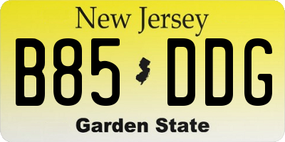 NJ license plate B85DDG