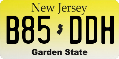 NJ license plate B85DDH