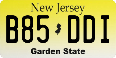 NJ license plate B85DDI