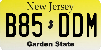 NJ license plate B85DDM