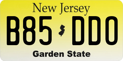 NJ license plate B85DDO