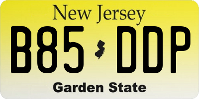 NJ license plate B85DDP