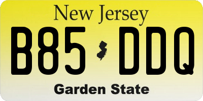 NJ license plate B85DDQ