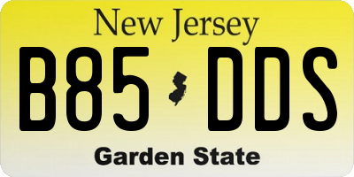 NJ license plate B85DDS