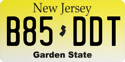 NJ license plate B85DDT