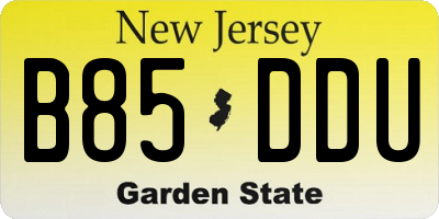 NJ license plate B85DDU