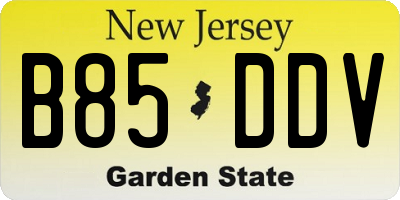 NJ license plate B85DDV