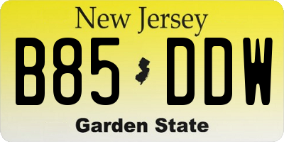 NJ license plate B85DDW