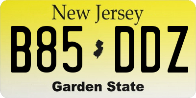 NJ license plate B85DDZ